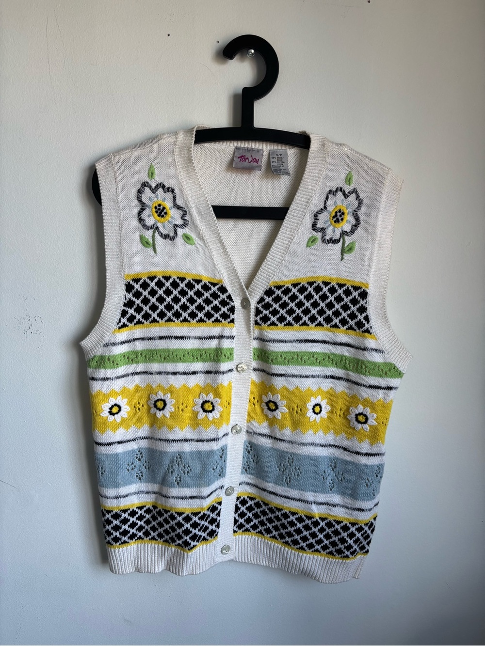 Vintage cotton blend pattern sweater vest